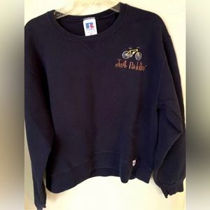 Vintage Russell Women’s M 8 10Sweatshirt Bicycle Bike Appliqué Just Peddlin Blue